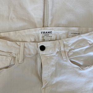 Frame “Le Crop Mini Boot” White Jeans